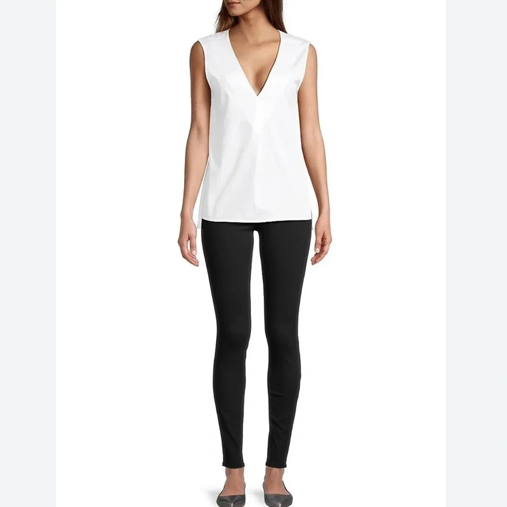 Harshman Aria Tank Sleeveless White Blouse VNack Sleeveless Top Cotton NWOT - Picture 10 of 12